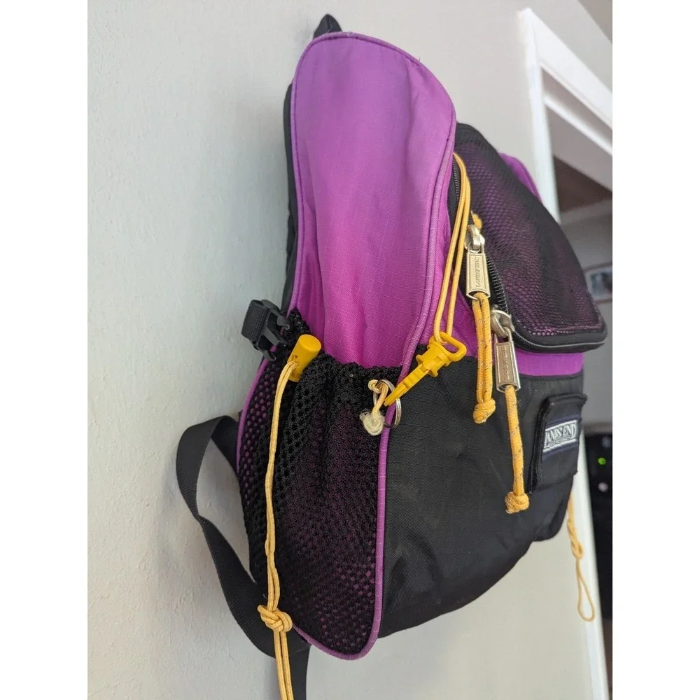 Vintage Lands' End Backpack Purple Black 1990s Hiking Daypack Y2K